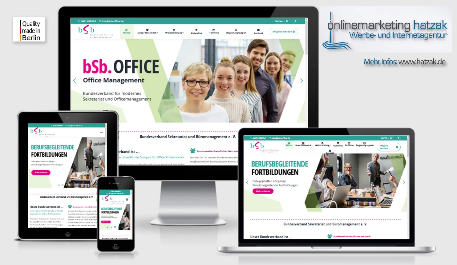 bsboffice.de Relaunch Startseite von bsboffice.de nach dem WordPress-Relaunch durch HATZAK