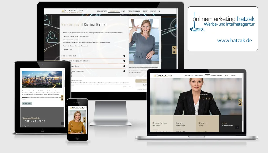 Corina Rüther Unterseite Unterseite der Coaching Website von Corina Rüther im WordPress-Design