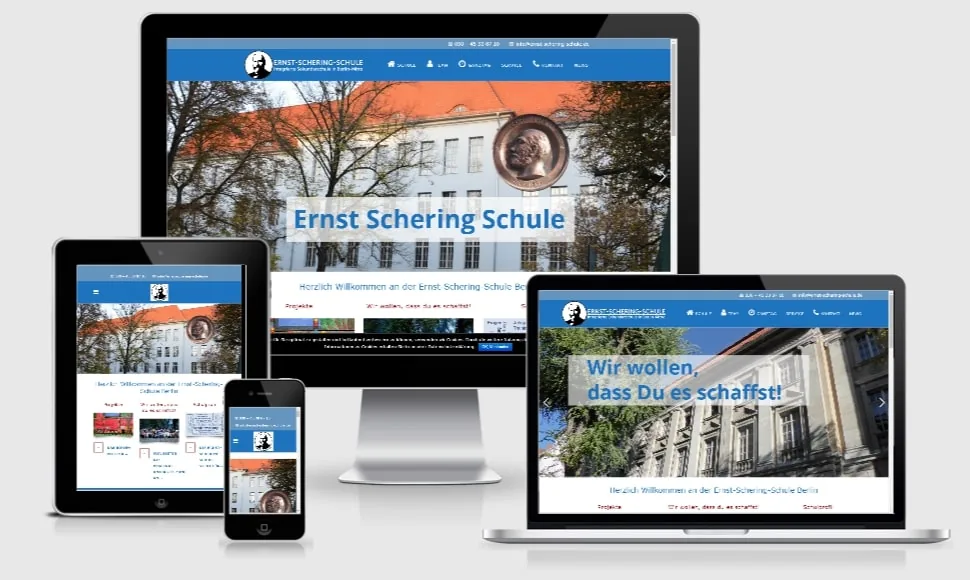 Ernst-Schering-Schule Website Neue WordPress Website der Ernst-Schering-Schule in Berlin-Mitte auf mehreren Geräten