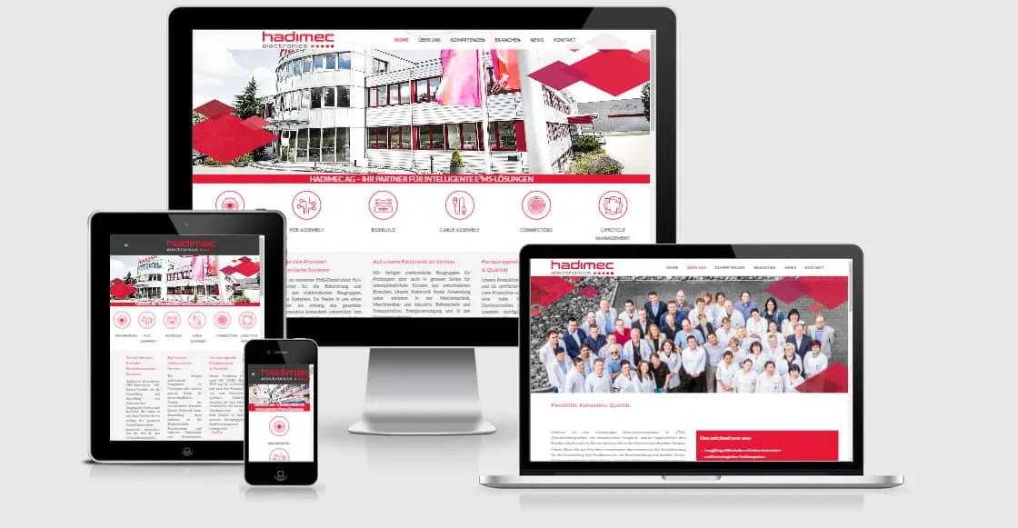 Responsive WordPress Website der Hadimec AG aus der Schweiz auf mehreren Endgeräten
