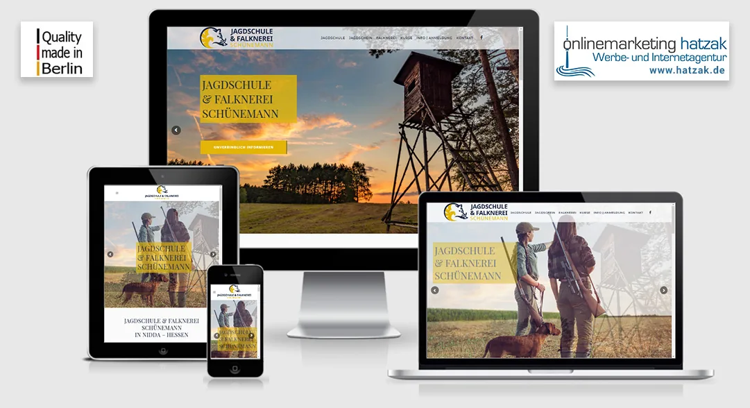 Jagdschule Nidda Website WordPress Website der Jagdschule und Falknerei Nidda in Hessen auf mehreren Geräten