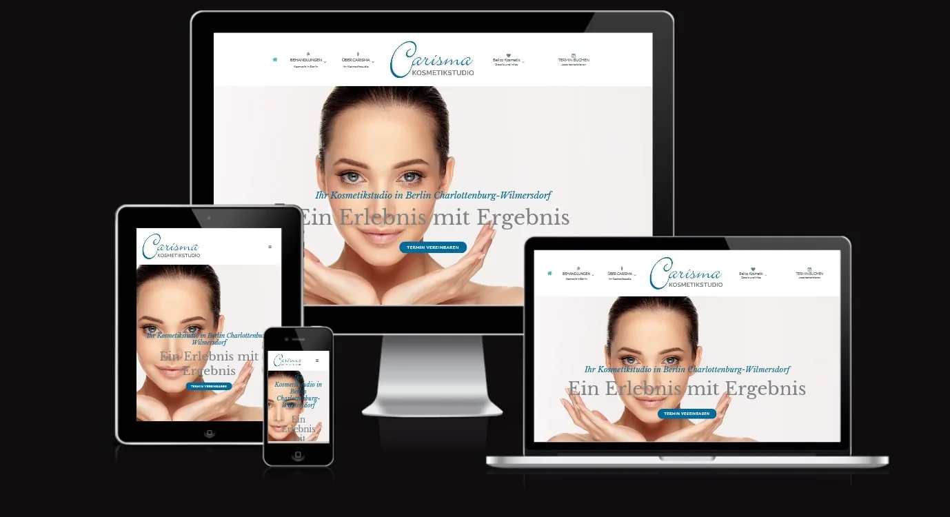 Responsive Website eines Kosmetikstudios in Berlin Charlottenburg auf mehreren Geräten