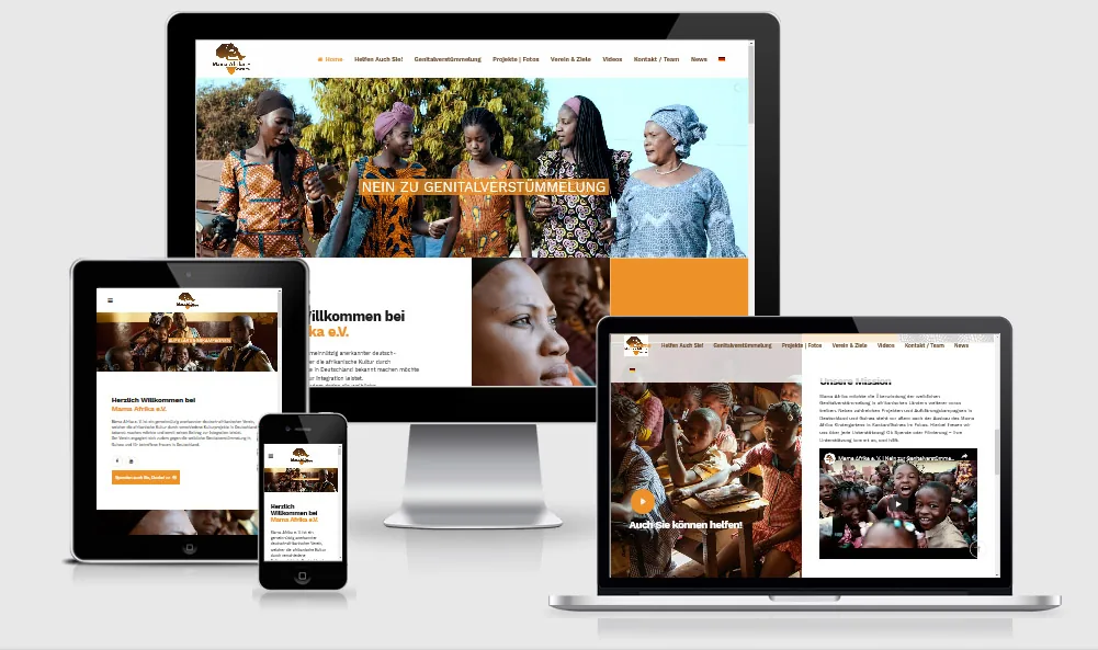 Mama Afrika e.V. Website Zweisprachige WordPress Website des gemeinnützigen Vereins Mama Afrika e.V.
