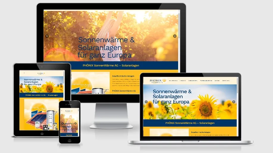 PHÖNIX SonnenWärme Website WordPress Website der PHÖNIX SonnenWärme AG für Sonnenwärme und Solaranlagen