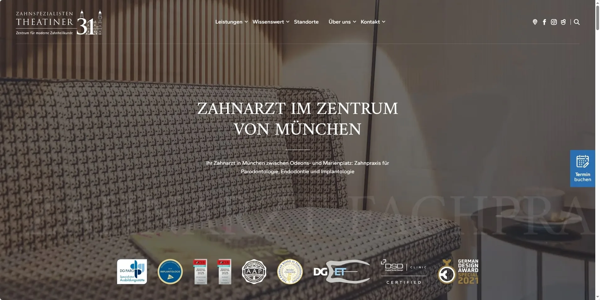 Website der Zahnspezialisten München, betreut mit laufender Suchmaschinenoptimierung
