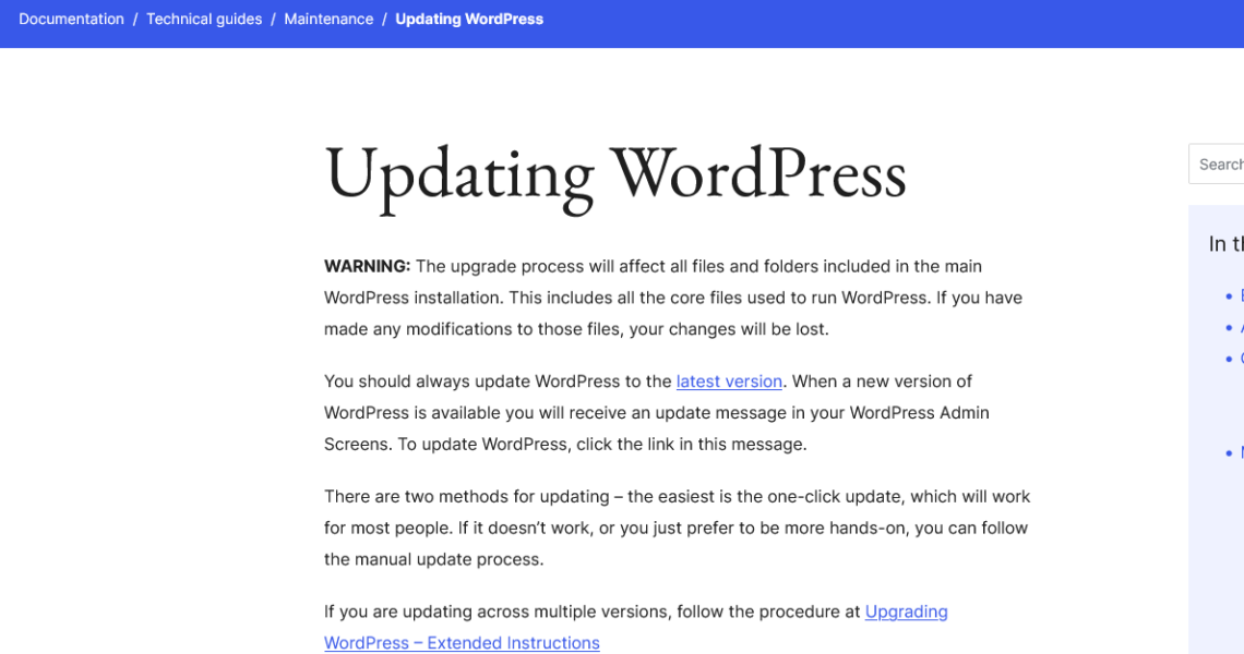 Wordpress Update - Darum sollte man Updates einspielen