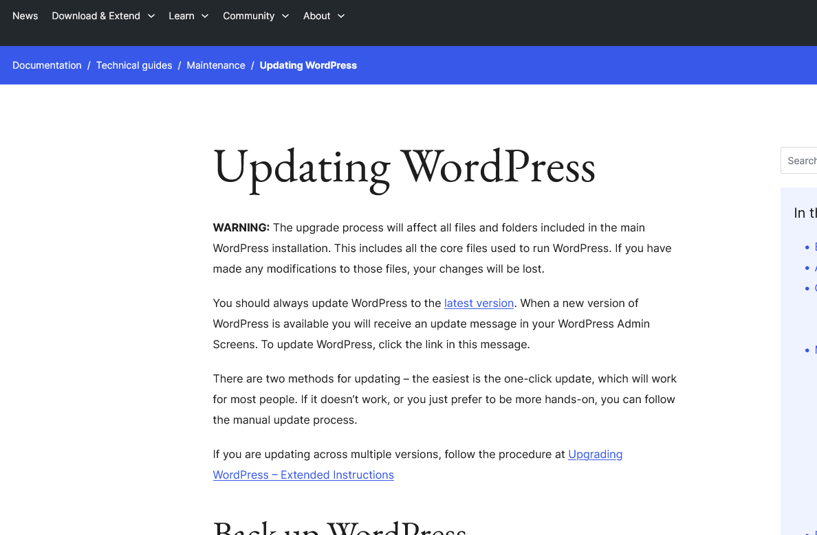 Wordpress Update - Darum sollte man Updates einspielen